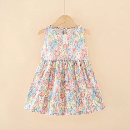 Soft girls’ dress - sleeveless a-line, assorted prints and patterns, cotton, for summer wear