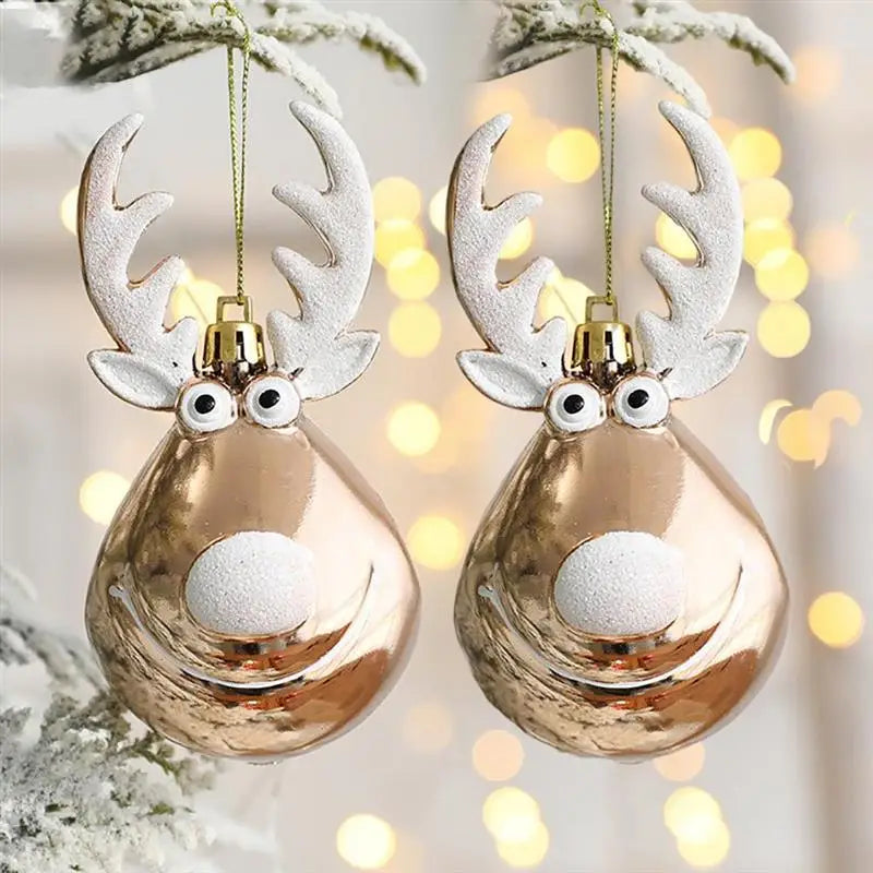 Set of 2 Elk-Themed Christmas Tree Ornaments - Festive Baubles for Home Holiday Decor, 2024 New Year Celebration