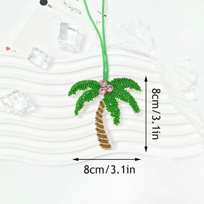 Kokospalme paljettmerke nøkkelring veskeanheng håndlaget