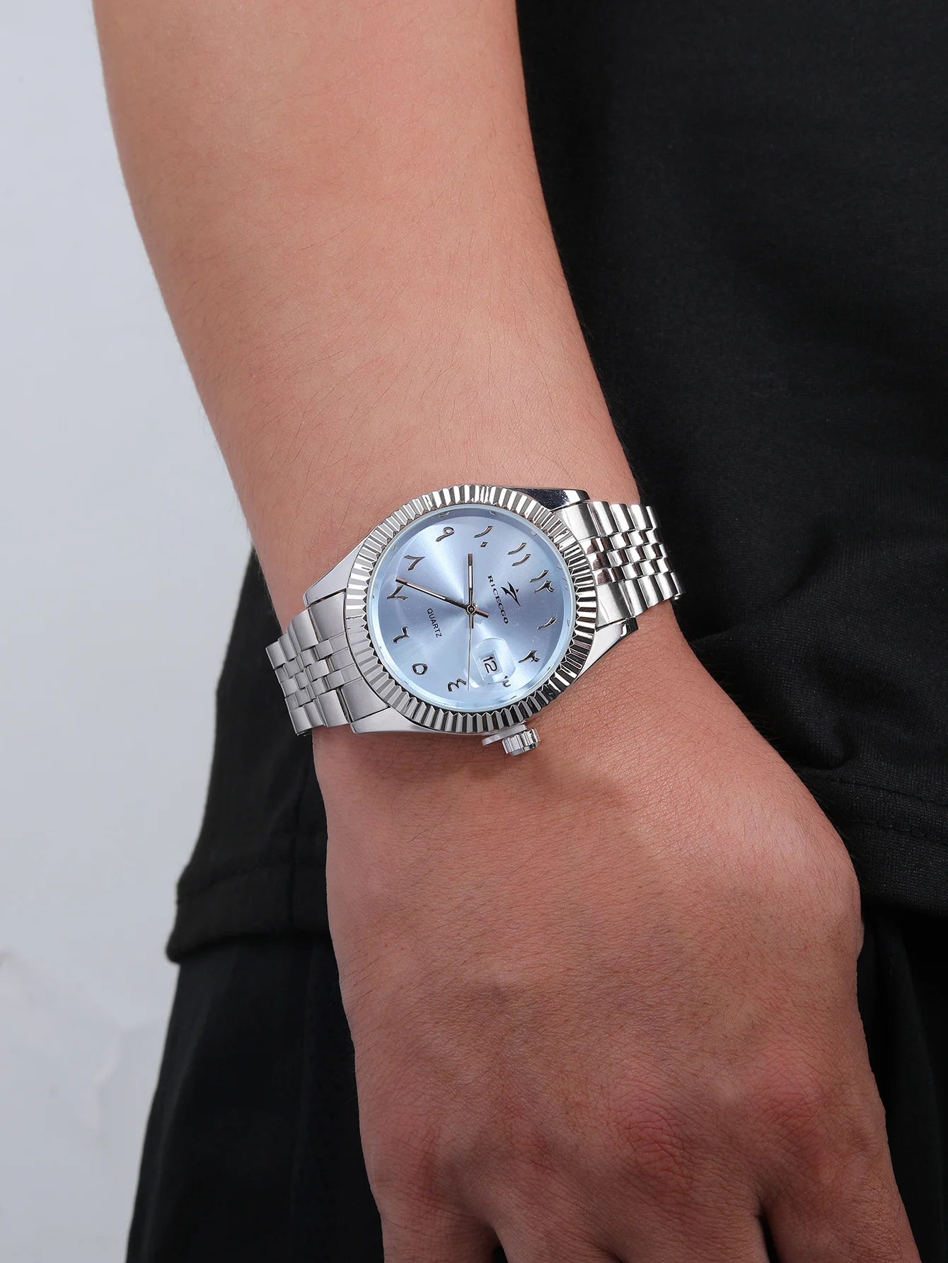 Men's Stainless Steel Date Watch Casual Business Style