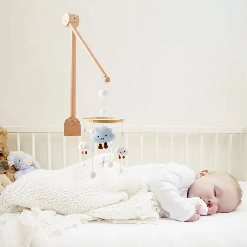 Wooden Baby Mobile Crib Arm Holder Newborn Sensory Toys