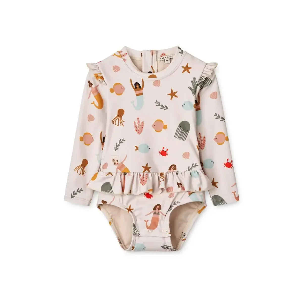 Quick-dry Kids’ Swimwear Set – Rash Guard & Hat, Nylon, Cartoon Seagull Star Print, Beach Holidays