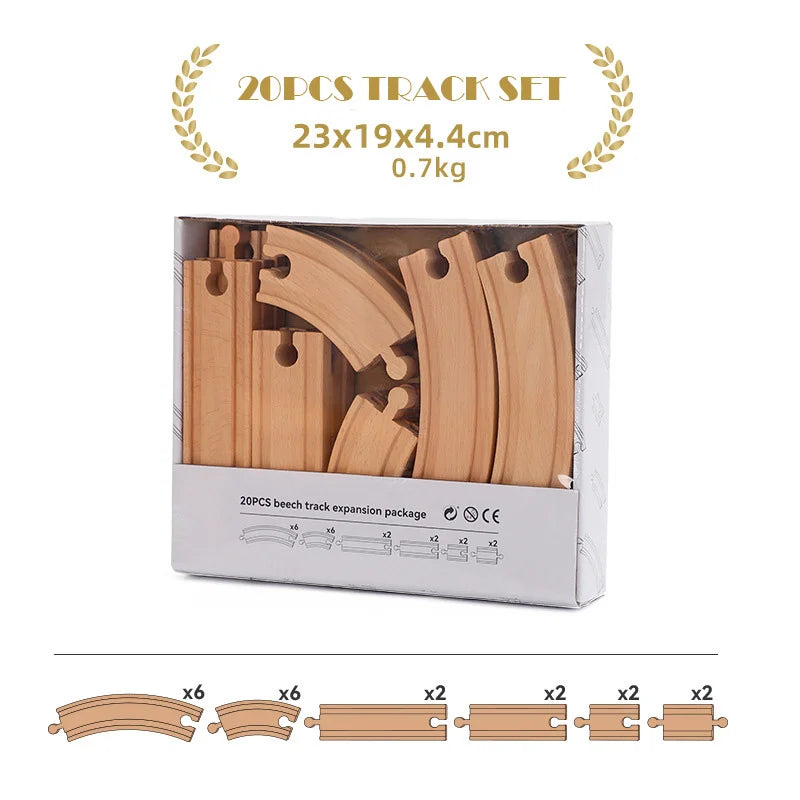 Beech Wood Train Track Set - DIY Assembly Toy for Kids Eco-Friendly