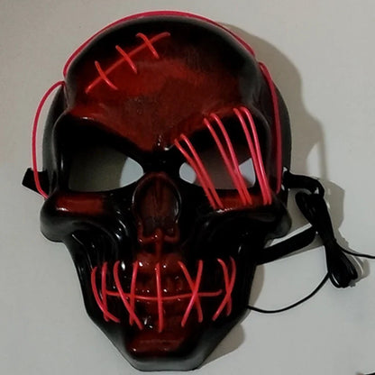 LED Glowing Skull Mask Full Face Halloween 2025 Cosplay
