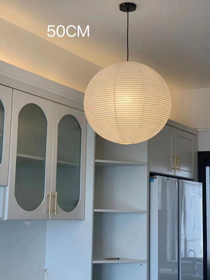 Japandi Pendant Lamp Wabi Sabi Rice Paper Round LED Dimmable