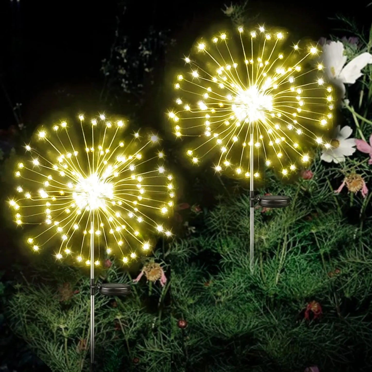 Guirlande lumineuse solaire étanche à LED, feu d'artifice, pour jardin extérieur, noël, mariage, décoration de fête