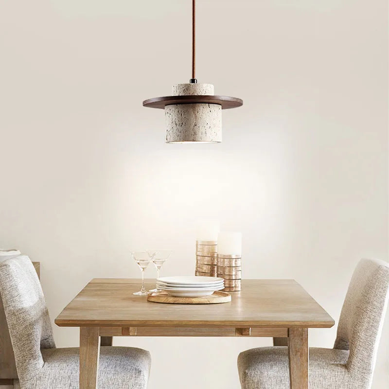 Japandi Wabi Sabi Stone Pendant Light Rustic Bedroom Cafe Lamp