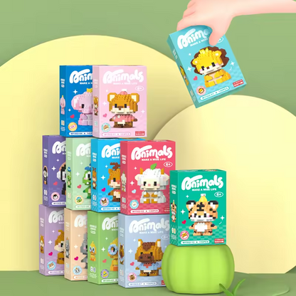Mini Süße Tiere Mikro Bausteine Löwe 3D Spielzeugset für Kinder
