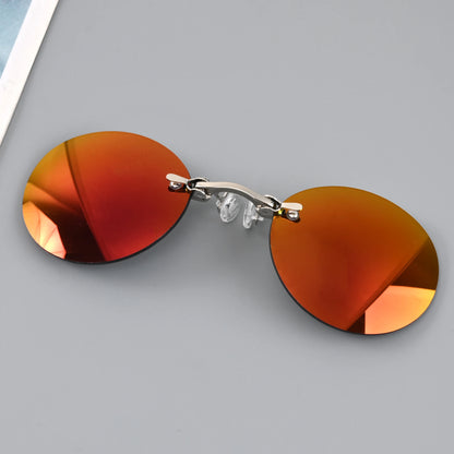 Clip On Nose Glasses UV400 Round Rimless Sunglasses Mini Frameless Vintage Men Eyewear