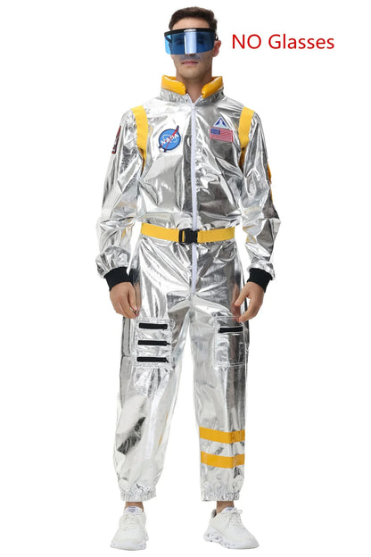 Zilverkleurig astronautenruimtepak voor volwassenen, jumpsuit voor koppels, cosplay voor Halloween, carnaval en verkleedfeesten 2026