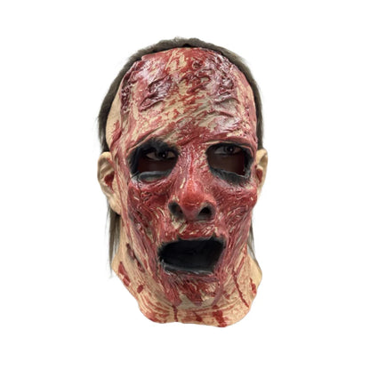 Bloedige slagersmasker van latex met horrortrauma en uitlopende bloeddetails voor volwassenen, Halloween 2026