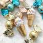 Festive Ice Cream & Candy Christmas Tree Ornaments - 2024 Holiday Home Decor for Parties and Celebrations