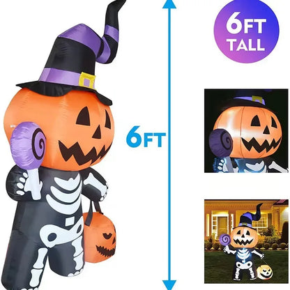 Halloween Inflatable 6ft Pumpkin Skull Yard Decor 2025