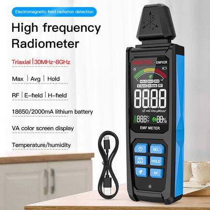 High-Frequency EMF Meter with Color Screen, 30MHz-8GHz EMF Detector, Three-Axis Signal Detection, USB Charging-2