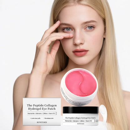 Collagen hydrogel øjenpatch 60 patches hudpleje niacinamid adenosin TikTok viral efterår 2026 fugtgivende mod hævelser og mørke rande