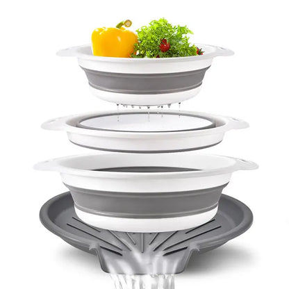 Set de coladores plegables Auto-drenantes para colgar sobre el fregadero Colador de cocina Primavera 2026 Almacenamiento fácil