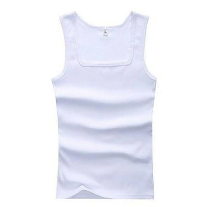 Breathable men's cotton tank top – slash neck, casual fit, solid, summer knit vest