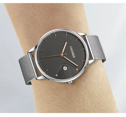 Ultra Thin Swiss Quartz Mesh Strap Watch 7mm Sapphire