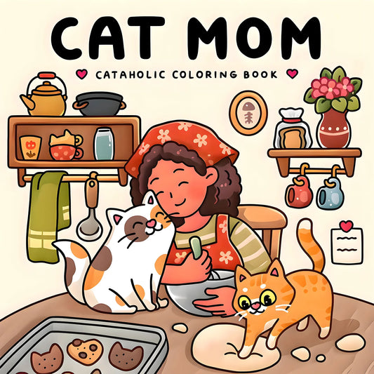 Coloring Book 24-Page Cat Family Life Scenes Relaxation Easter Gift Idea For Stress Relief