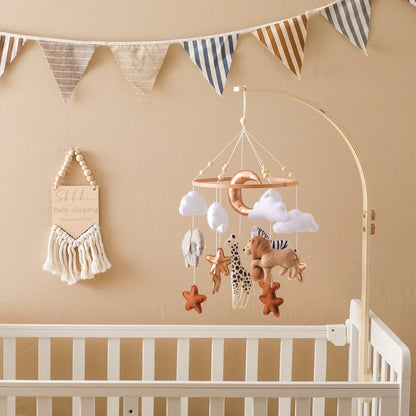 Wooden Felt Animal Crib Mobile With Soothing Calming Music