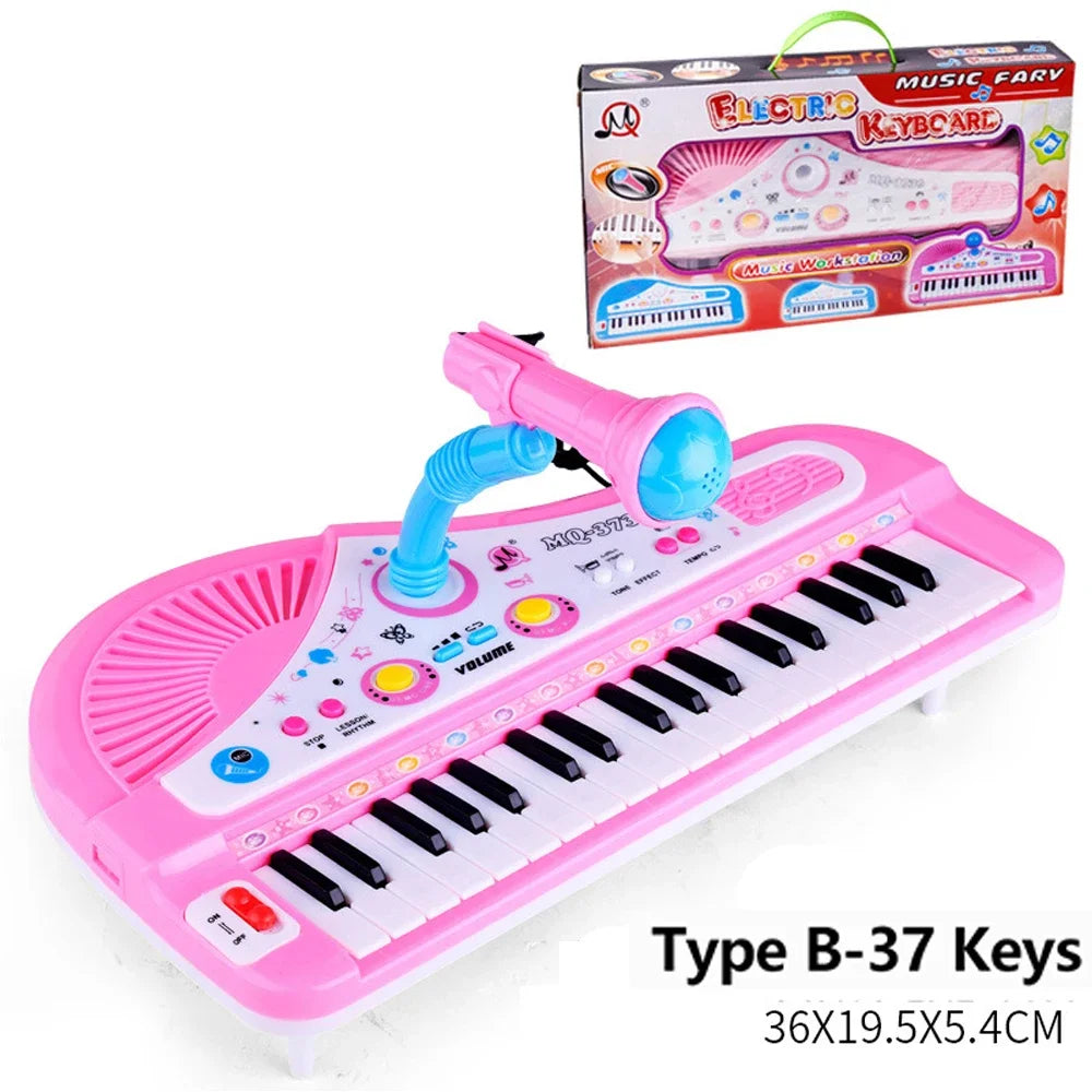 Chriyungel Tastiera di pianoforte elettronico per bambini con microfono - Giocattolo musicale regalo per principianti dai 3 anni in su, portatile e ricaricabile tramite USB