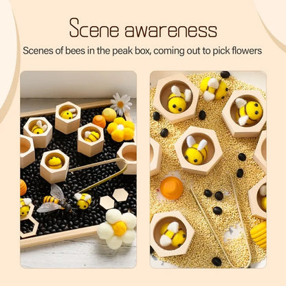 Juguete Montessori para Motricidad Fina 0-12 Meses Abeja de Madera Panal Juego Sensorial Otoño 2025 Regalo de Desarrollo