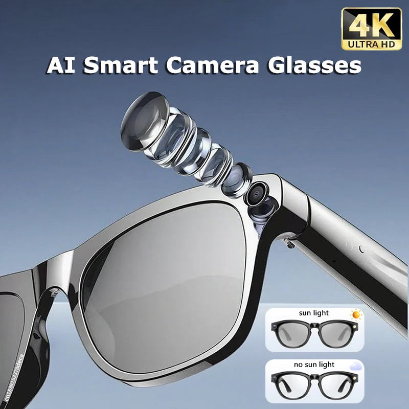 4K AI Smarte Kamera Briller Fotokromiske Reise Håndfri