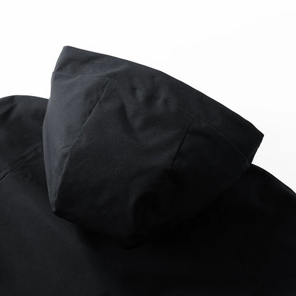 Waterproof Relaxed Men's Jacket - Hooded Polyester, Camping
