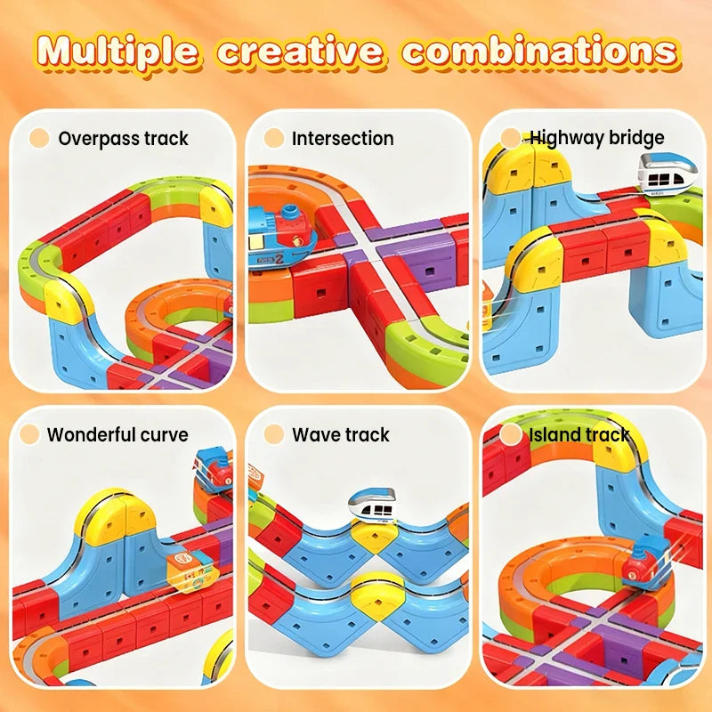 Magnetic Building Set 81 Pieces Track Puzzle With Train STEM Educational Toy Christmas Gift 2025