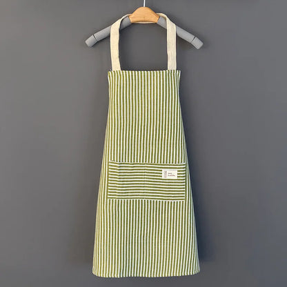 Kitchen Apron Cotton Linen Japanese Striped Apron Fall 2025 Breathable Large Pocket Eco Friendly Cooking