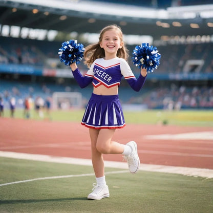 Girls Cheerleader Printed Letter T-Shirt and Skirt Cosplay Costume Set Ages 3–12 Halloween 2026