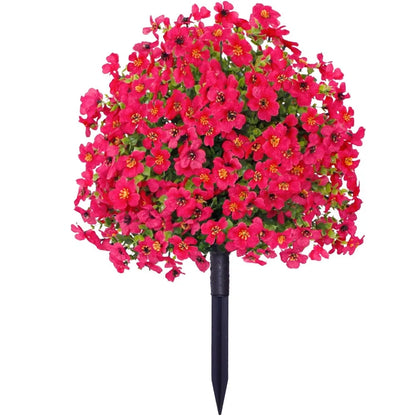 Picchetto da giardino con fiore artificiale, cespuglio fiorito finto da esterno con punta da conficcare nel terreno per decorare cortili, giardini e fioriere, 45 x 36 cm