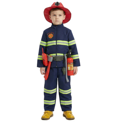 Cosplaykostuumset voor kinderen als brandweerman, met realistische speelgoeduitrusting voor jongens en meisjes, voor feestelijke optredens 2026
