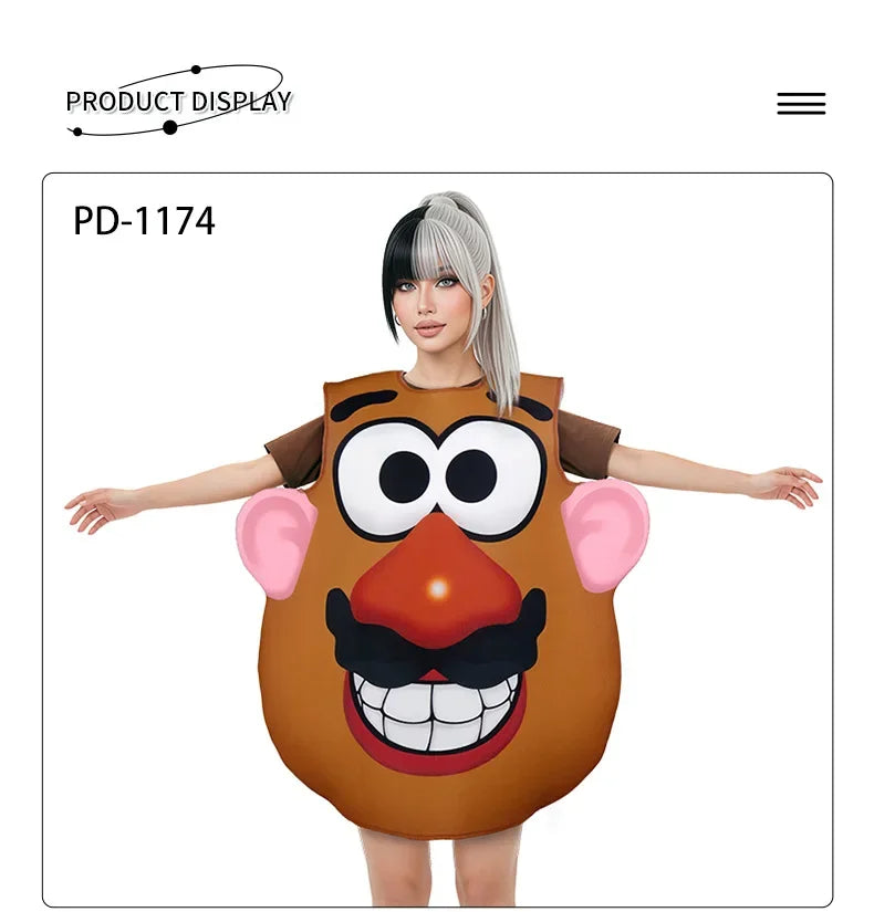 Bijpassende cosplaykostuumset voor koppels als Mr. en Mrs. Potato Head, Halloween-, carnaval- en feestoutfit 2026