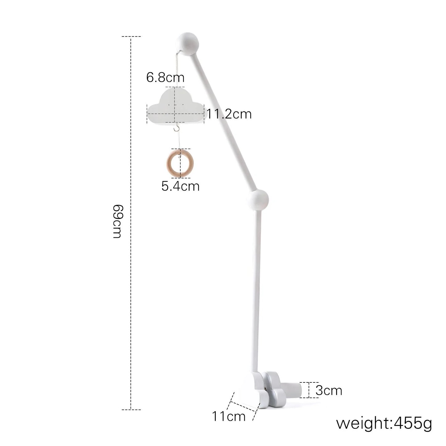 Móvil de cuna de conejo de madera Juguetes sensoriales para recién nacidos Suave