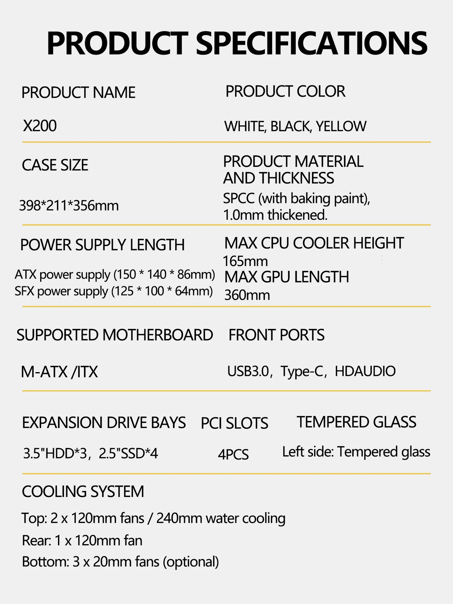 Boîtier Mini ITX Verre Latéral Refroidissement Liquide 240mm Portable