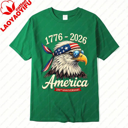 Soft Unisex Bald Eagle Graphic Tee - Short-Sleeve, Durable Cotton, For 250th Anniversary Independence Day Celebration