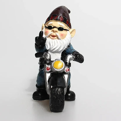 Statua Gnomo da Giardino in Resina Figurina Nano Motociclista Decorazione Esterna Cortile Idea Regalo Autunno 2026