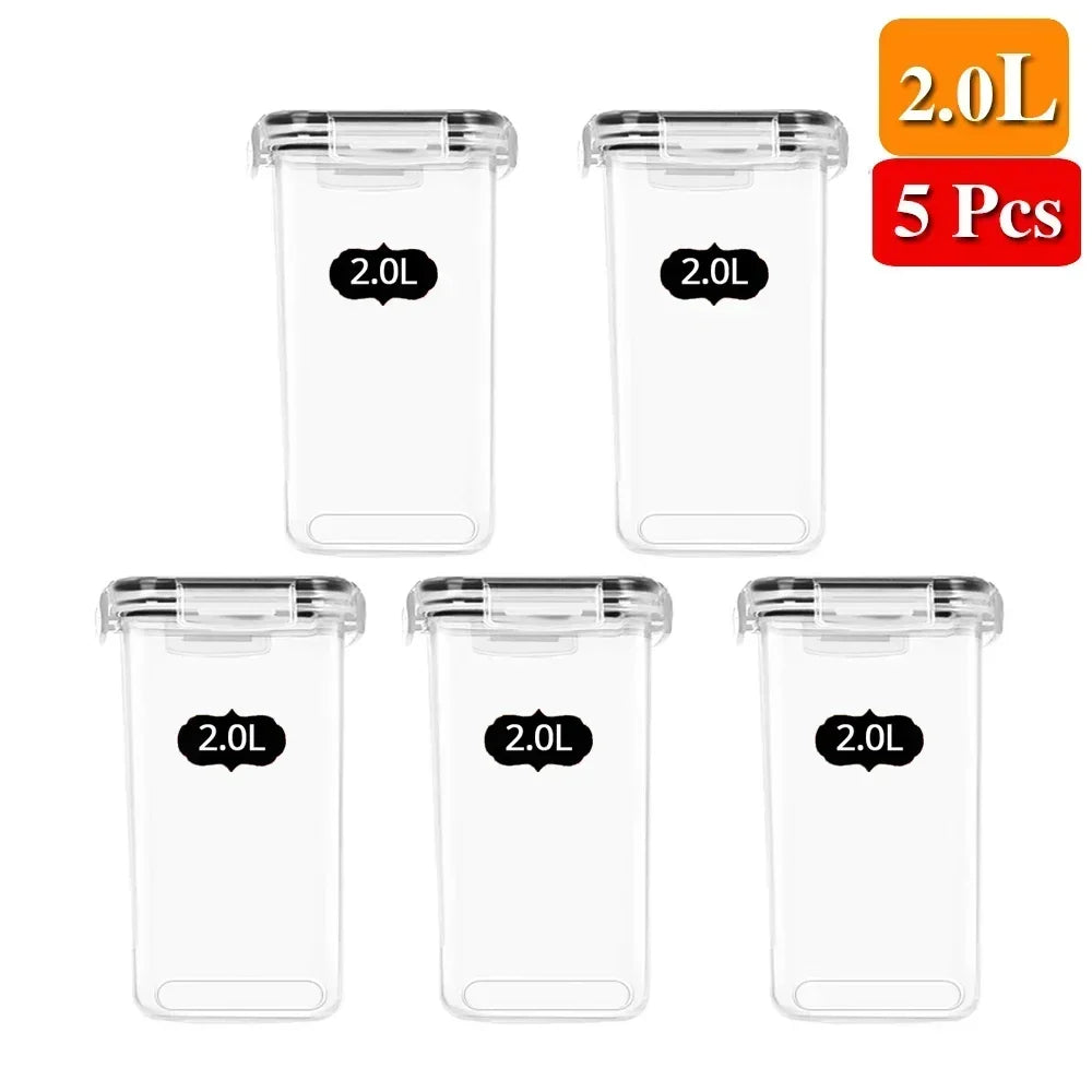 5-Piece Sealed Food Storage Container Set for Kitchen Organization and Refrigerator Use