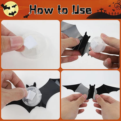 LED Bat Wall Stickers Green 3D Halloween Decor 2025