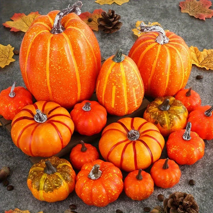 7-Piece Foam Plastic Artificial Pumpkin Set Orange Halloween Harvest Festival Home Table Decor 2026