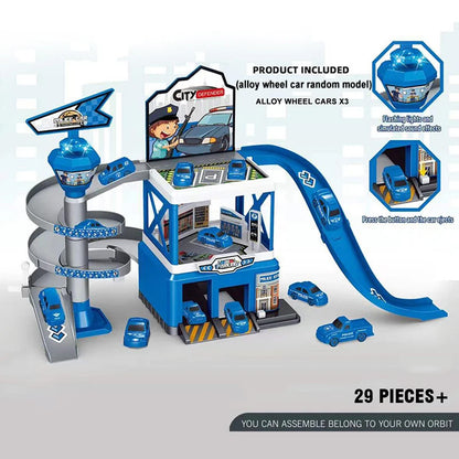 Multi-Storey Garage Racing Track with Cars - Interactive Parking Toy for Boys