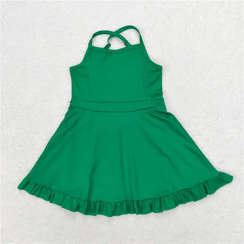 Soft girls' knit dress – knee-length, cotton-elastane, casual wear for active play