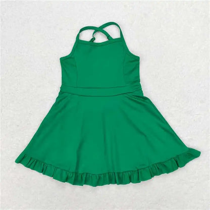 Soft girls' knit dress – knee-length, cotton-elastane, casual wear for active play