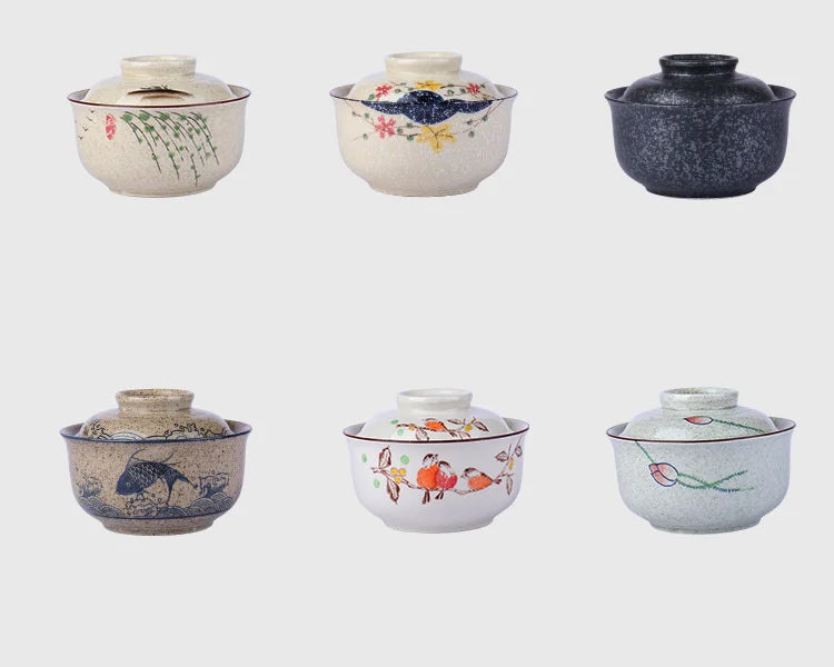 Ramen Skål Stor Keramik Med Lock Retro Höst 2025 Bordsporslin