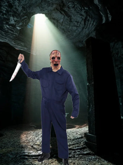 Bloedige slagersmasker van latex met horrortrauma en uitlopende bloeddetails voor volwassenen, Halloween 2026