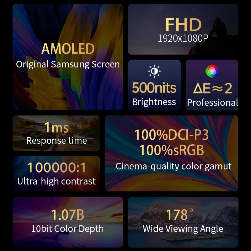 OLED 13.3 bærbar skjerm metallramme reiseskjerm