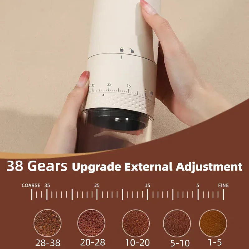 Electric Coffee Grinder 1500mAh Conical Burr Rechargeable Externally Adjustable Fall 2025 Uniform Grind Espresso And Drip