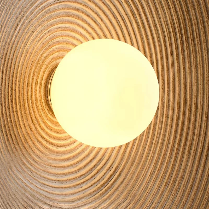 Japandi Japanese Resin Wall Lamp Retro Ribbed Shade Bedside