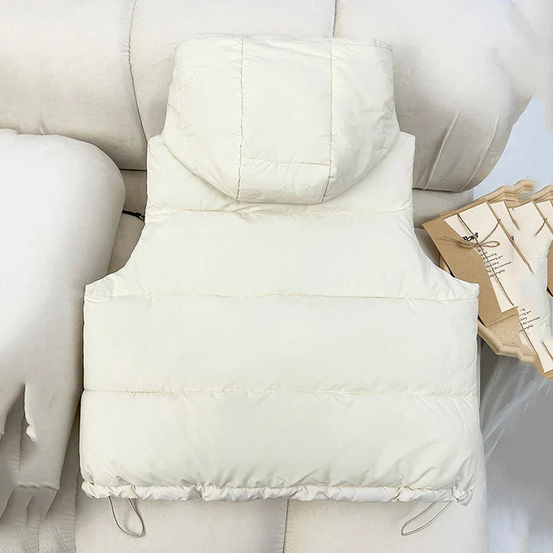 Insulating Women’s Hooded Puff Vest - Hip-Length, Down